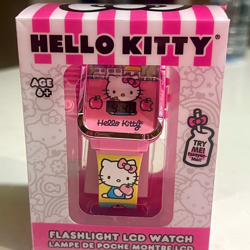 Hello Kitty Pink and Yellow Flashlight LCD Watch